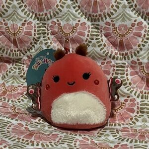 Mirren Squishmallow Clip - 3.5” Red Moth Squishmallow Clip-on Plush